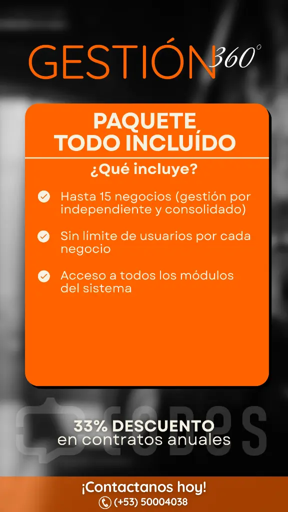 Sistema de gestión de ventas e inventario. Plan Todo Incluído
